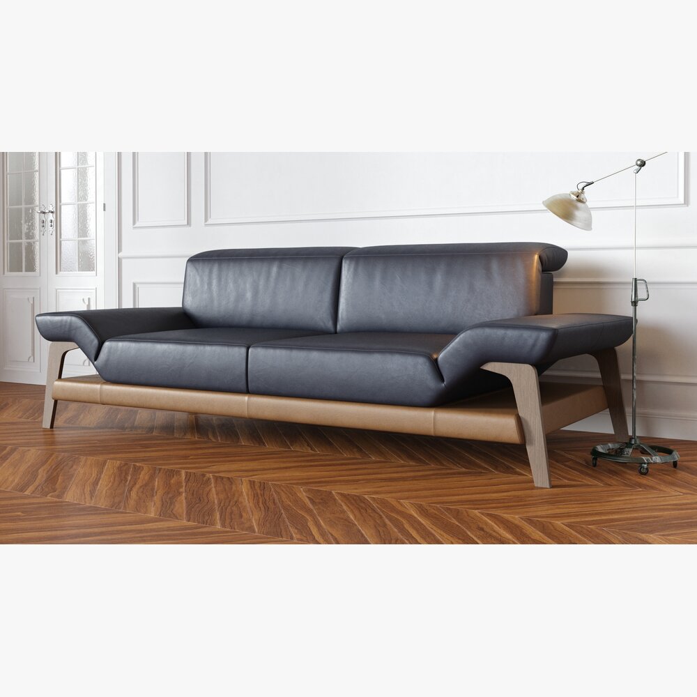 Contemporary Leather Sofa Modello 3D