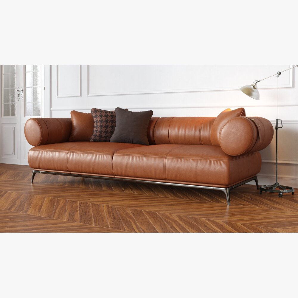 Modern Leather Sofa 03 3D-Modell