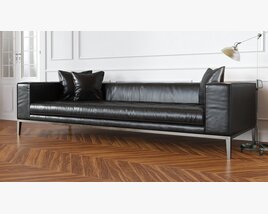 Modern Black Leather Sofa Modèle 3D