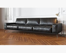 Modern Black Leather Sofa 02 3D-Modell