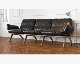 Modern Black Leather Sofa 03 3D model