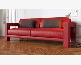 Modern Red Leather Sofa Modelo 3d