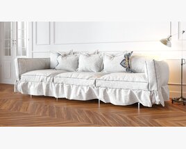 Elegant White Sofa 3D-Modell