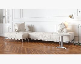 Elegant White Daybed with Ottoman 3D model