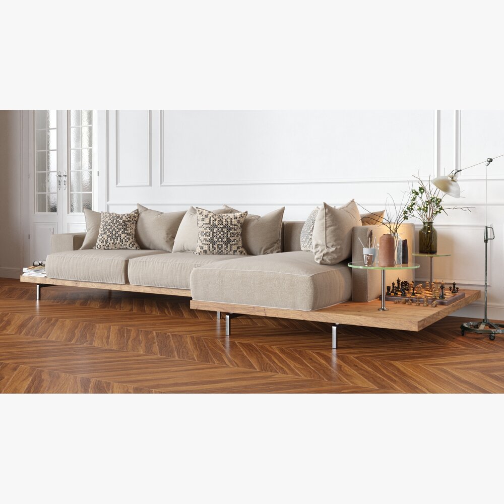 Modern Chic Lounge Sofa 3D model