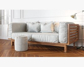 Modern Wooden Sofa Modèle 3D