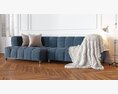 Contemporary Blue Sectional Sofa 3D-Modell