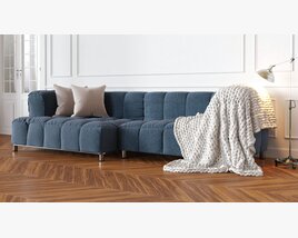 Contemporary Blue Sectional Sofa 3Dモデル