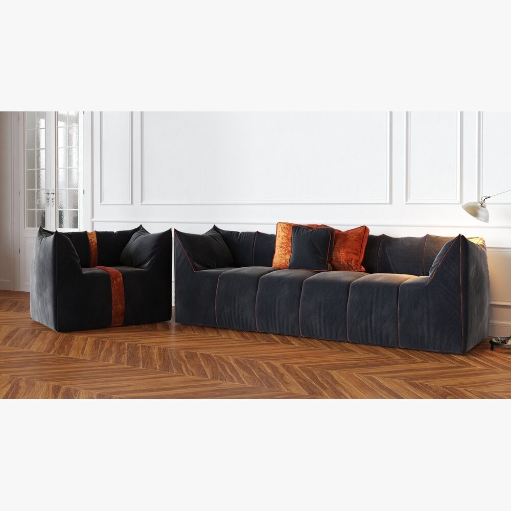 Contemporary Corner Sofa Modèle 3D