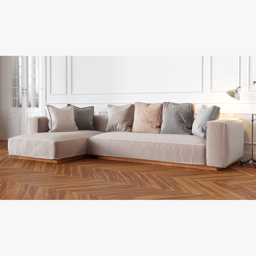 Modern Sectional Sofa with Chaise Modelo 3d