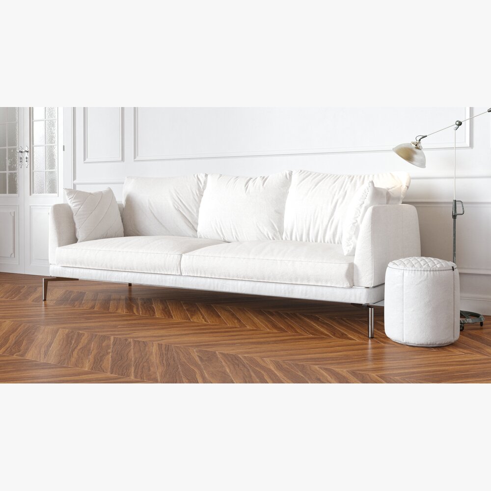 Modern White Sofa 3D 모델 