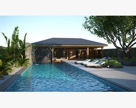 Backyard with Pool 02 3D model