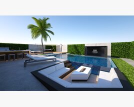 Backyard with Pool 09 3D模型