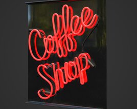 Neon Coffee Shop Sign 3D 모델 
