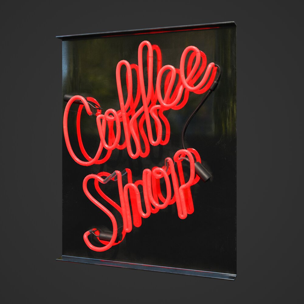 Neon Coffee Shop Sign Modelo 3D