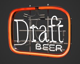 Neon Draft Beer Sign Modelo 3d