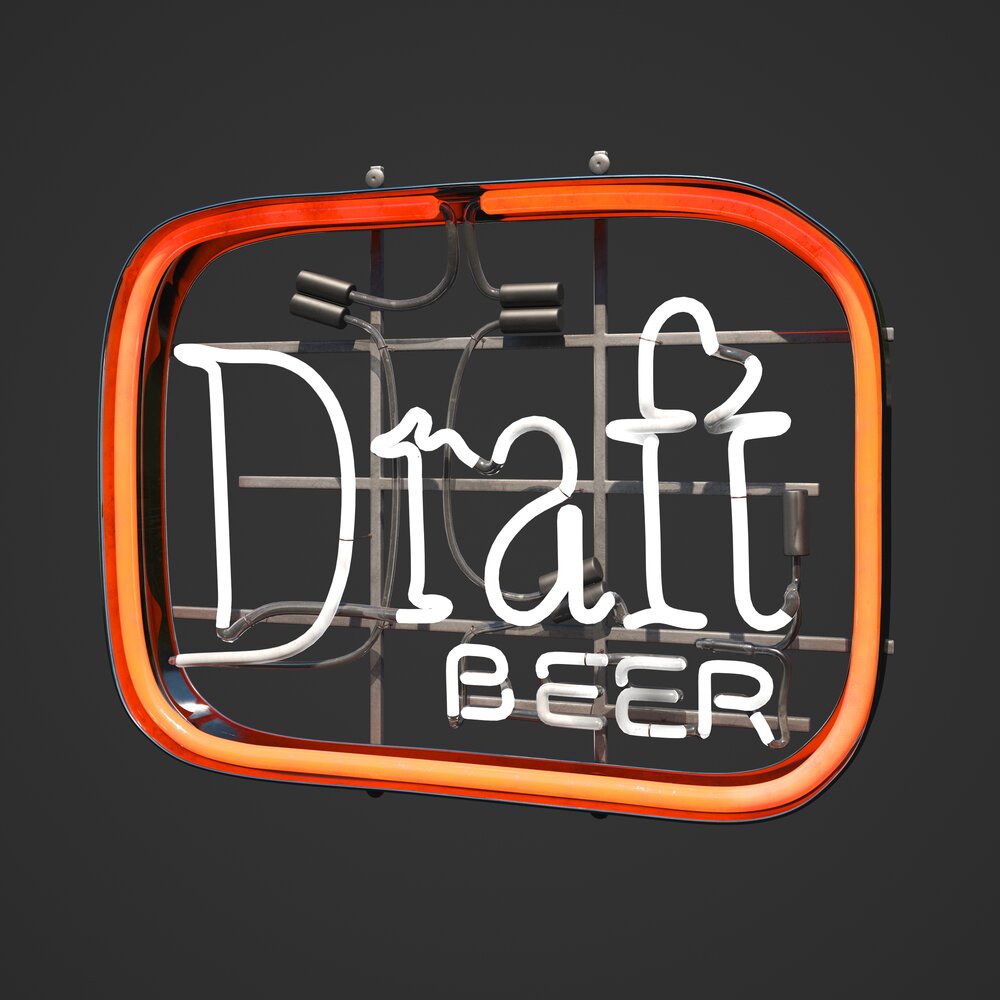 Neon Draft Beer Sign Modello 3D