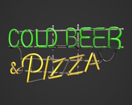 Neon Sign for Cold Beer and Pizza 3D 모델 