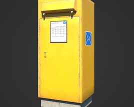 Yellow Postal Mailbox Modello 3D