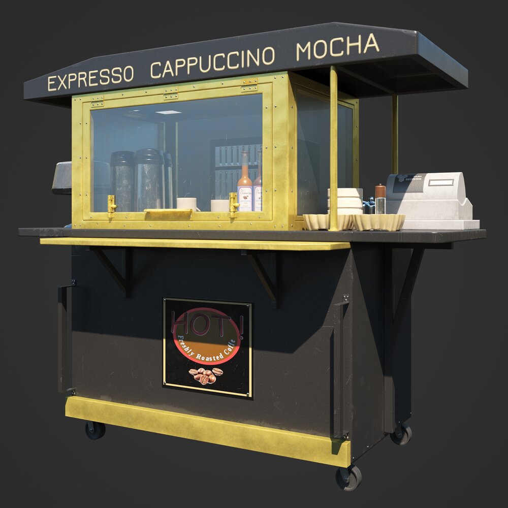Mobile Coffee Cart Modèle 3D