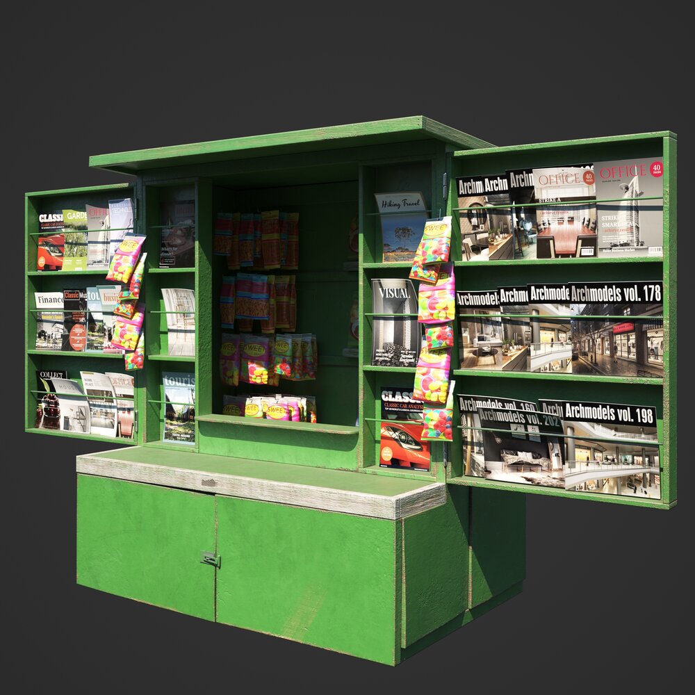 Street Newsstand Kiosk 3D 모델 