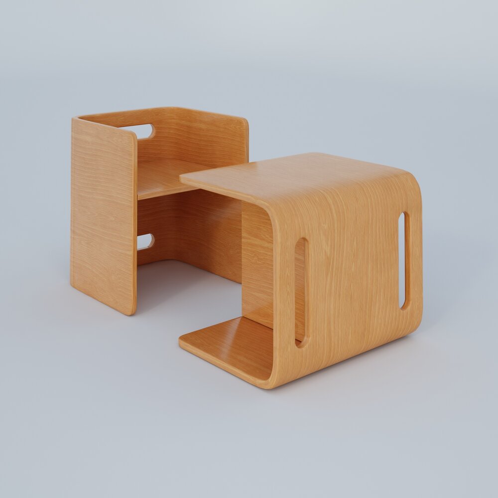 Kids Wood Chair 3D 모델 