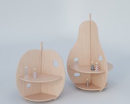Fruit-Inspired Wooden Shelves 3D 모델 