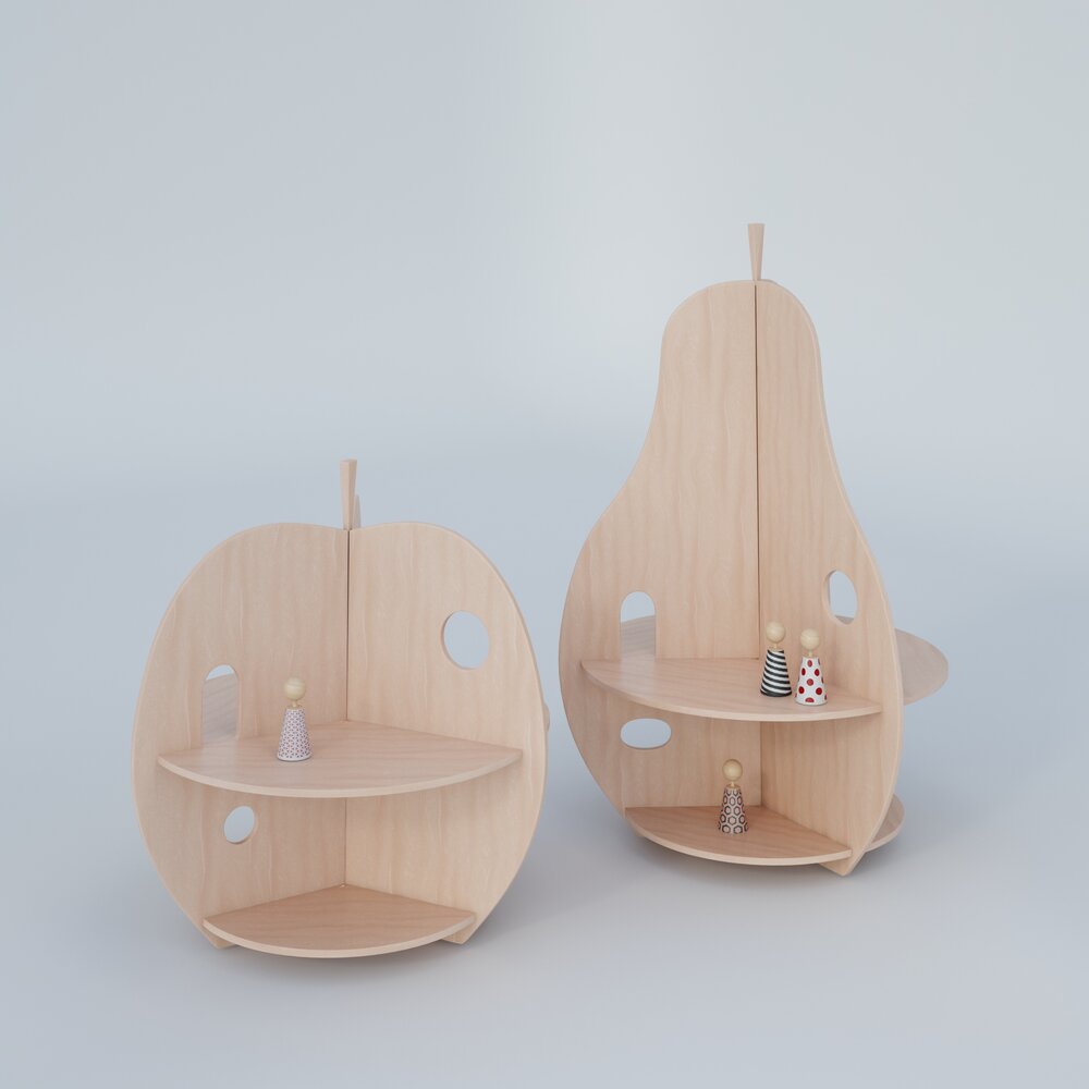Fruit-Inspired Wooden Shelves Modèle 3D