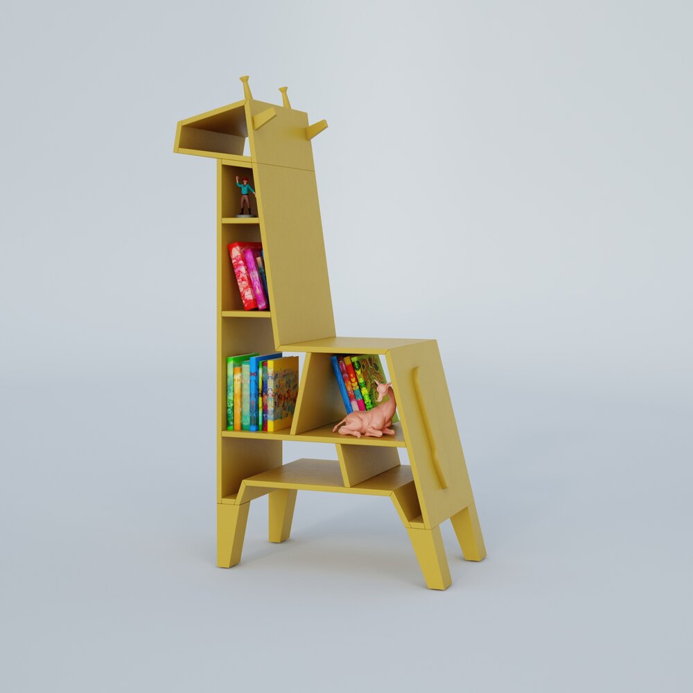 Giraffe-Inspired Bookshelf Modello 3D