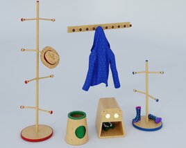 Wooden Coat Stand 3D-Modell