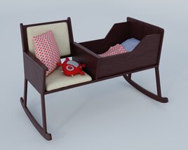 Convertible Baby Cradle with Rocking Chair 3D model