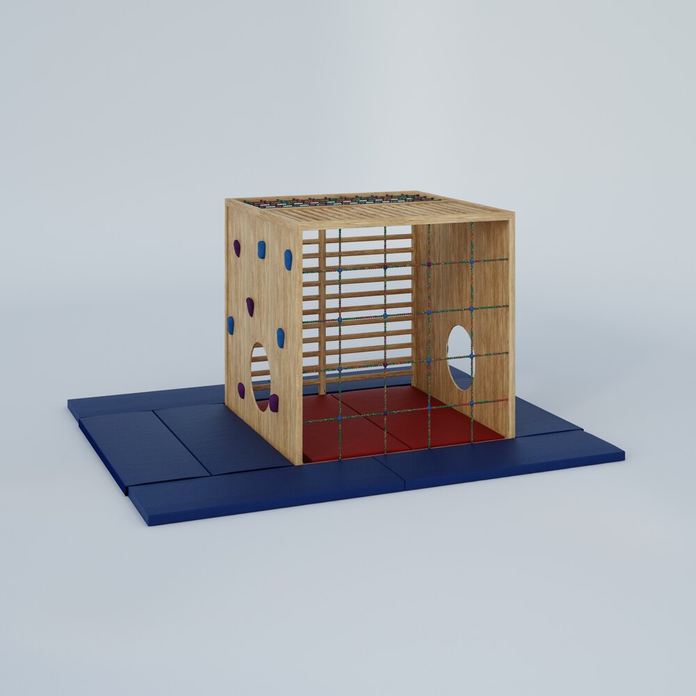 Wooden Cube Playground Structure Modèle 3D