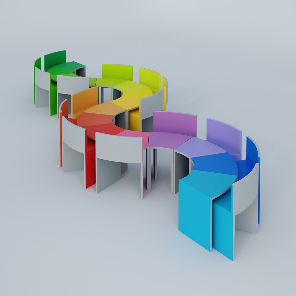 Colorful Modular Seating 3Dモデル