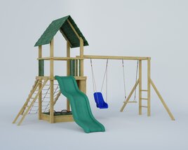 Backyard Playset with Slide and Swings Modelo 3D