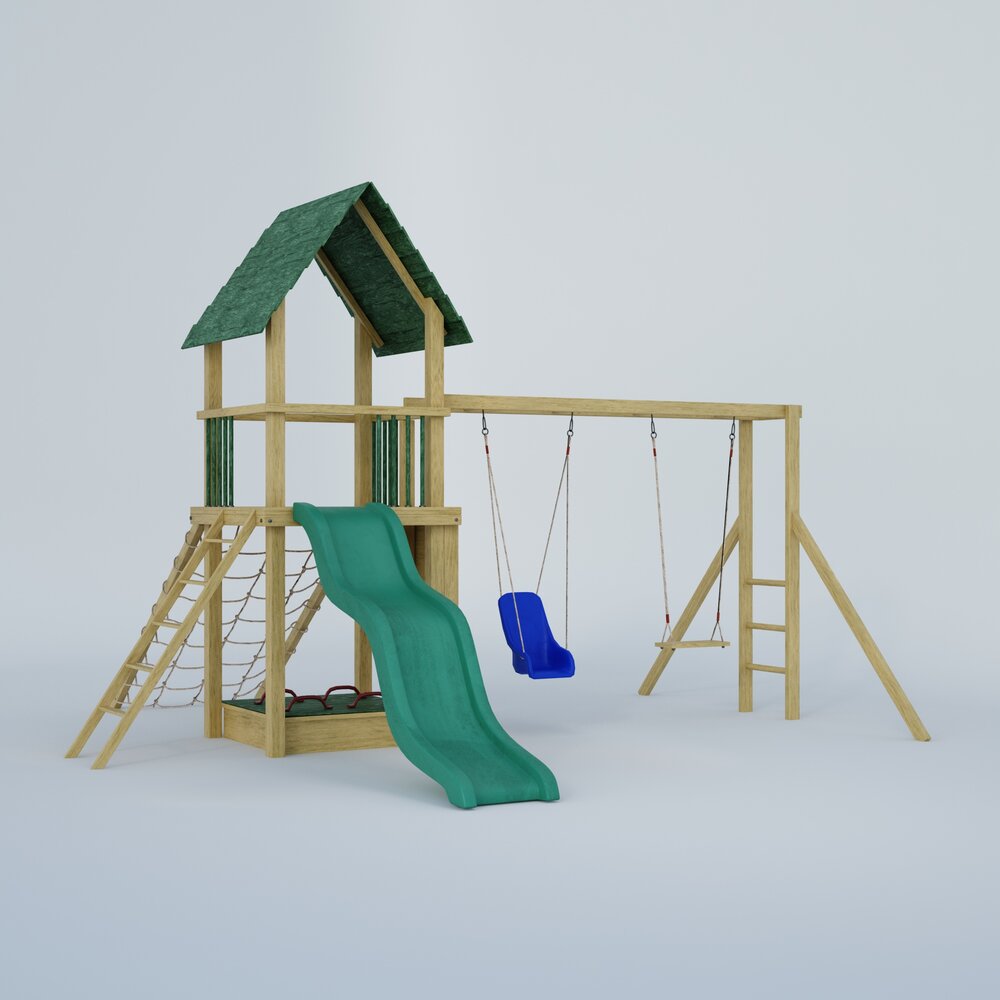 Backyard Playset with Slide and Swings 3D 모델 