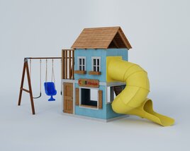 Children's Playhouse with Slide and Swings Modello 3D