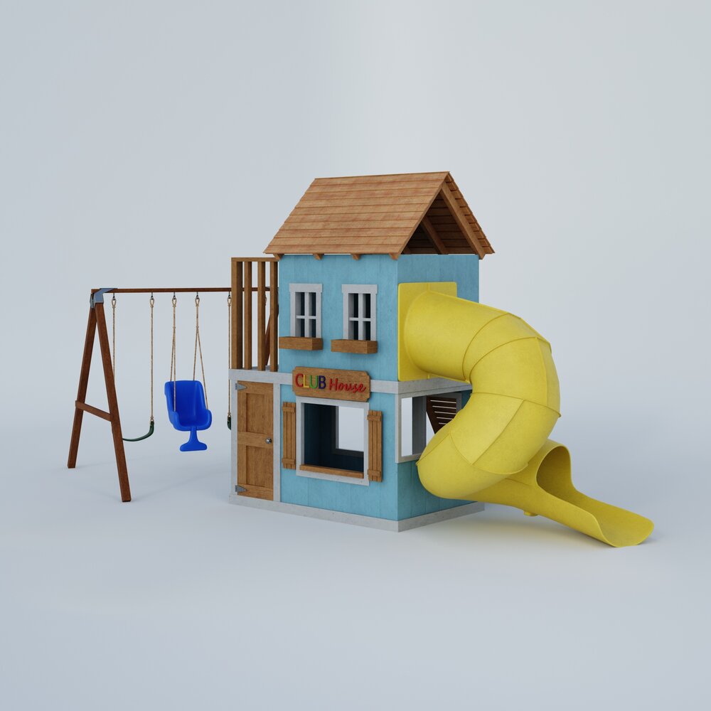 Children's Playhouse with Slide and Swings 3D модель