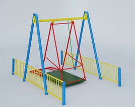 Colorful Playground Swing Set 3D model