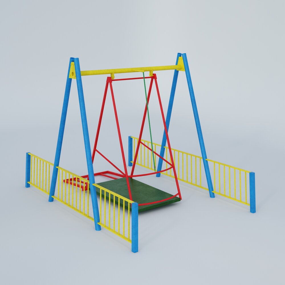 Colorful Playground Swing Set 3D model