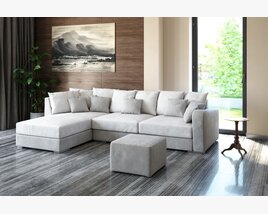 Modern Sectional Sofa with Ottoman 3Dモデル
