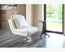 Elegant Modern Armchair and Side Table 3D model