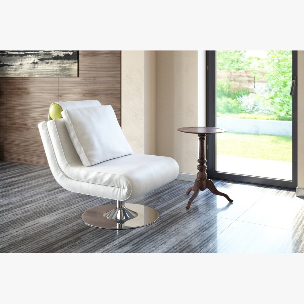 Elegant Modern Armchair and Side Table 3D-Modell