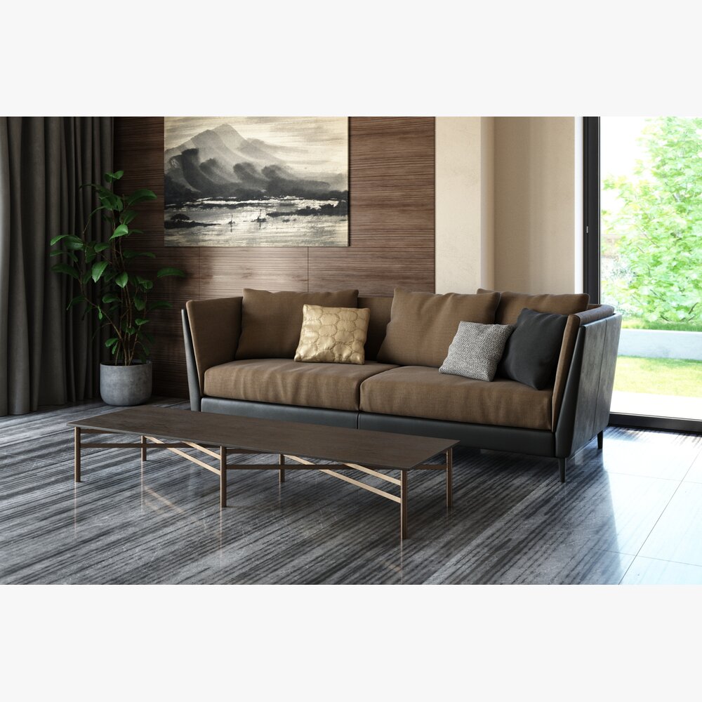Modern Sofa with Table Modelo 3d