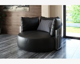 Round Modern Lounge Chair 3D 모델 