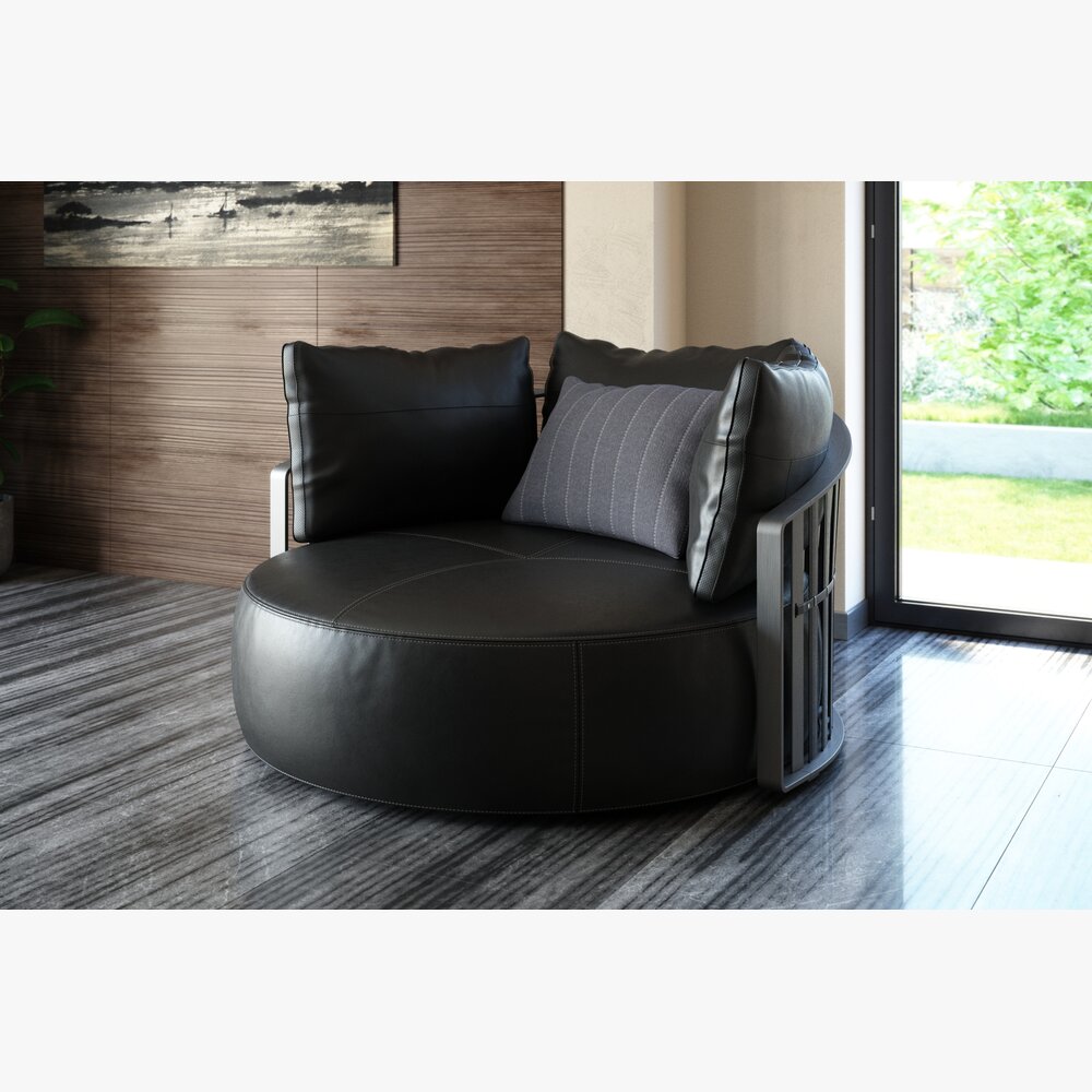Round Modern Lounge Chair Modello 3D
