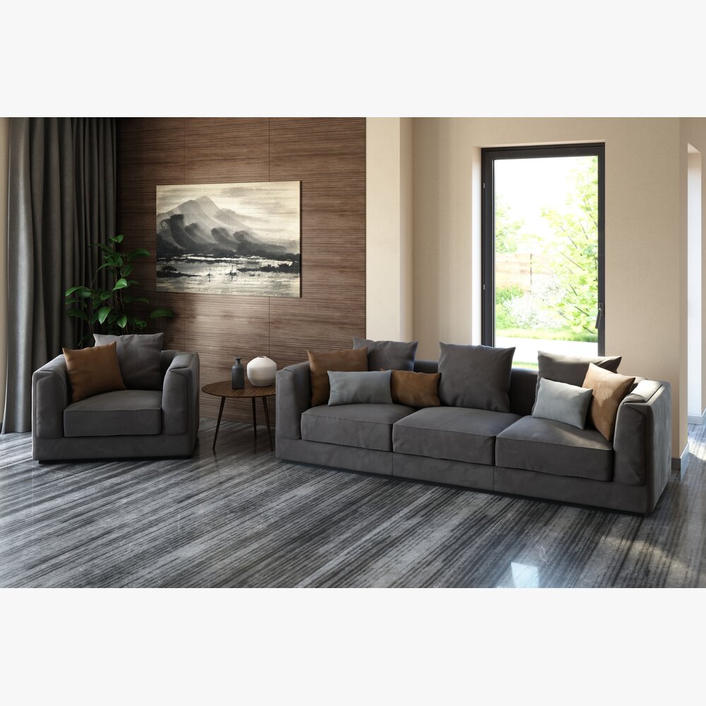 Modern Living Room Set 15 3D-Modell