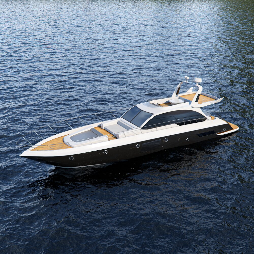 Luxury Ocean Yacht Black Modelo 3d