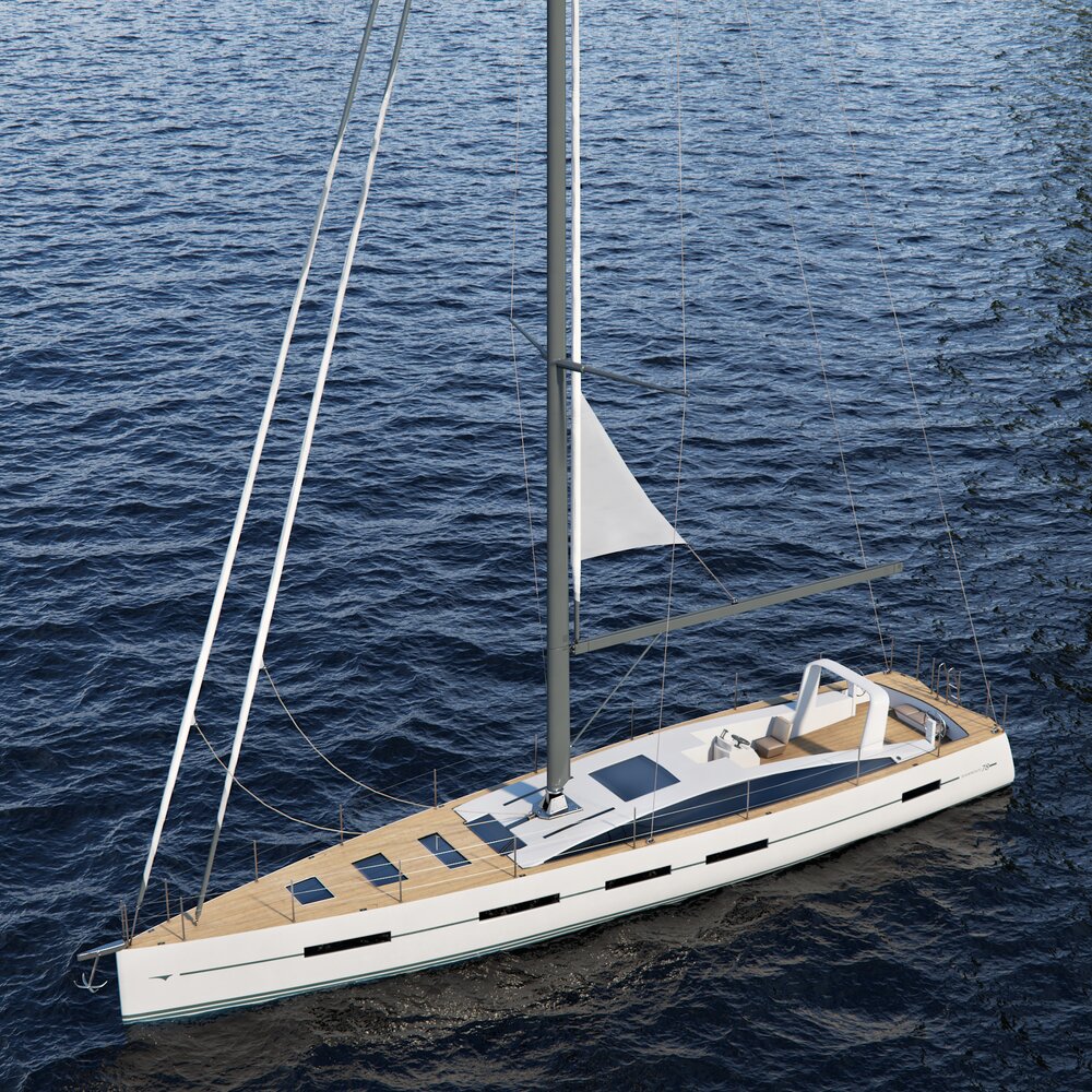 Sleek Ocean Sailing Yacht 3D model