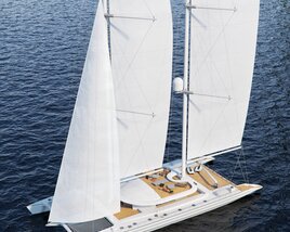 Sleek Ocean Sailing Yacht 3D 모델 