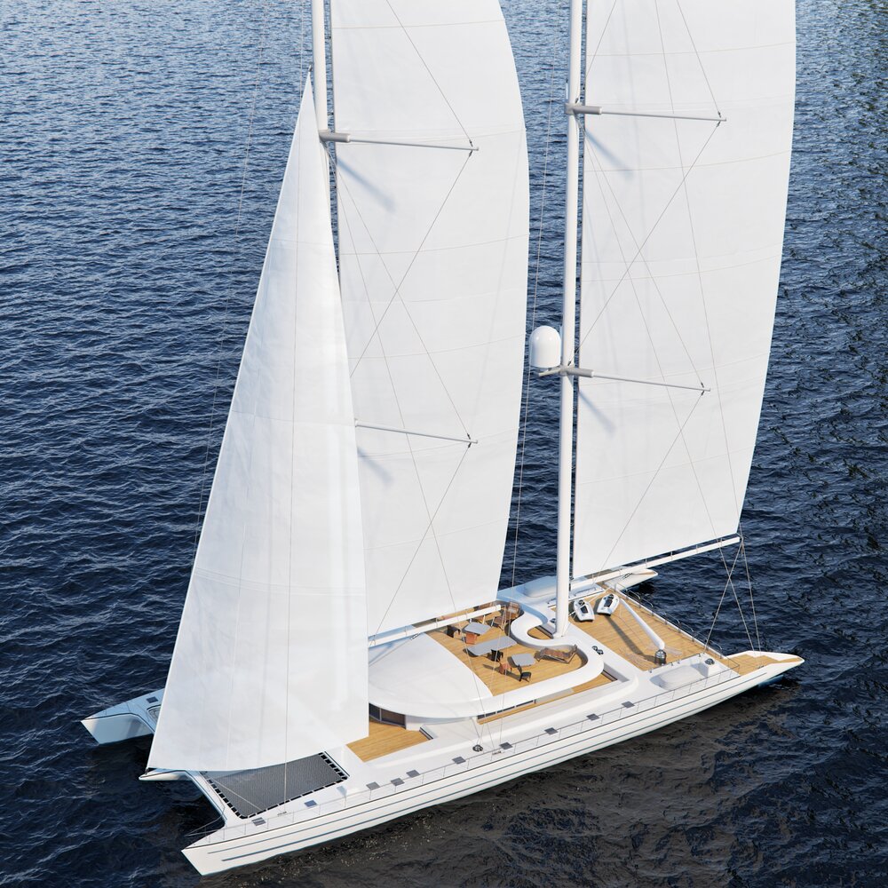 Sleek Ocean Sailing Yacht 3D model